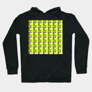 Green toned with purple centre square pattern with rectangular shapes Hoodie